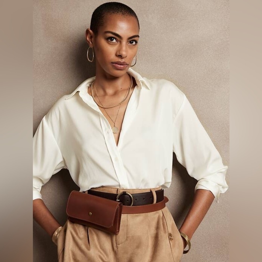 Silky oversized button up shirt